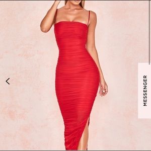 House of CB Red Fornarina Mesh Maxi Dress